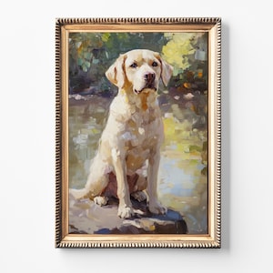 Yellow Lab Wall Art | Labrador Retriever Pet Portrait Painting | Dog Lover Gift | Rustic Farmhouse Pet Decor | Digital Download Print