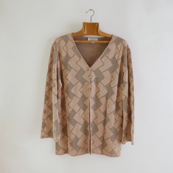slinky knit blouse | funky y2k vintage chevron kn… - image 2