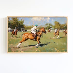 Polo Match Vintage Kunst Gemälde | Pferdesport Poster | Pferderennen Kunst | Country Club Dekor | Sofortiger digitaler Download