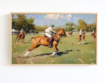 Vintage Polo Match Art Print: Equestrian Sports Decor (digital
