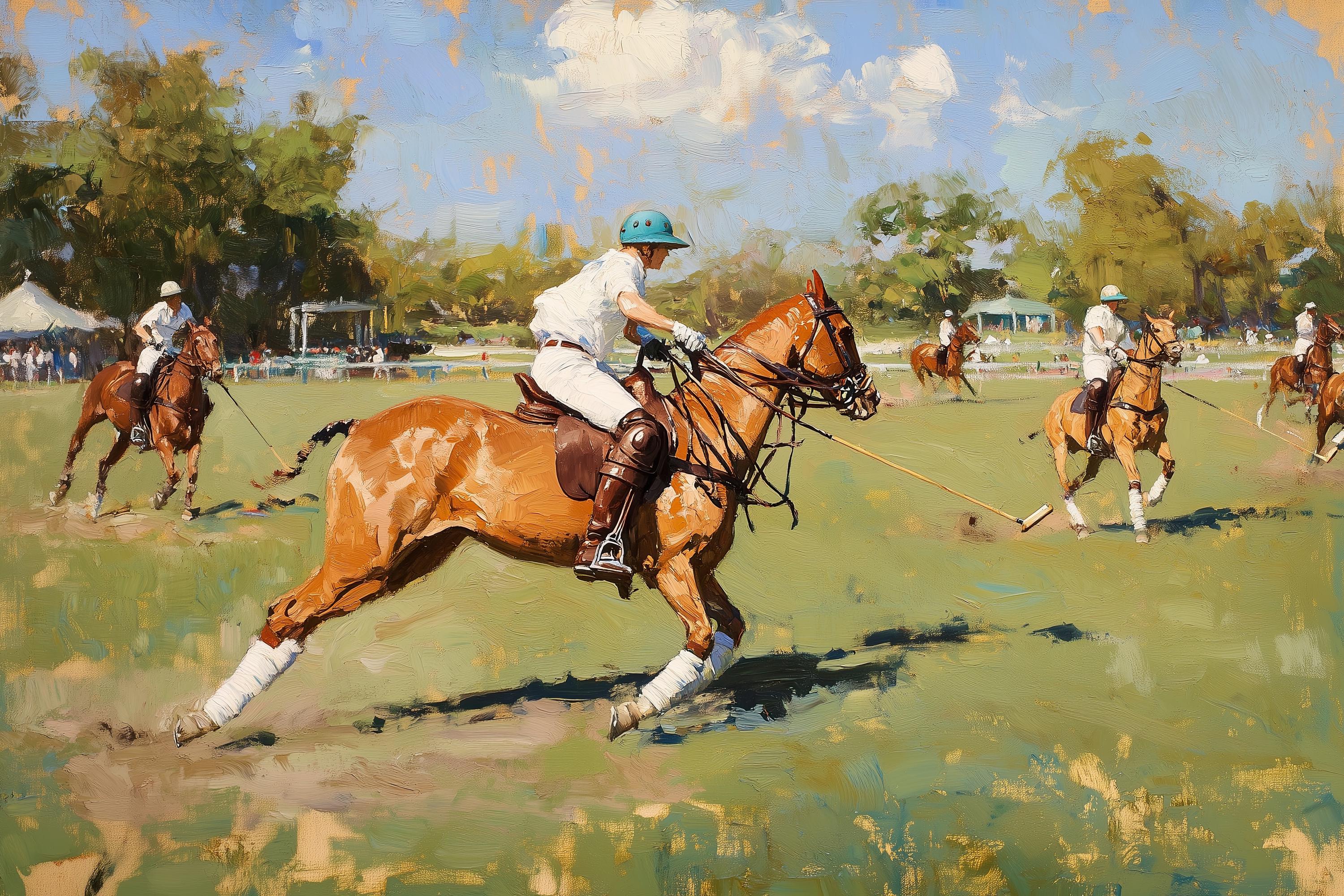Vintage Polo Match Art Print: Equestrian Sports Decor (digital 