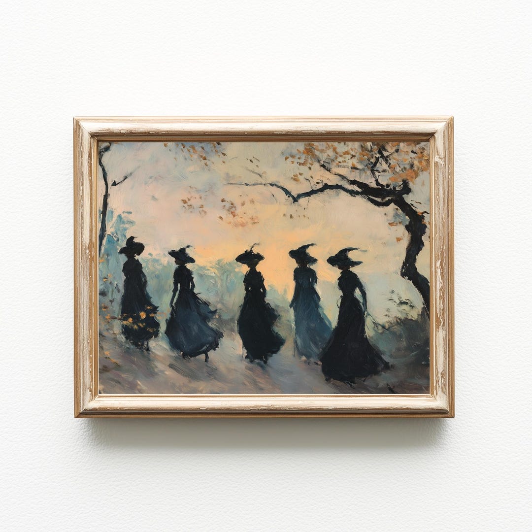 Vintage Halloween Witch Print: Spooky Autumn Wall Art (digital Download ...