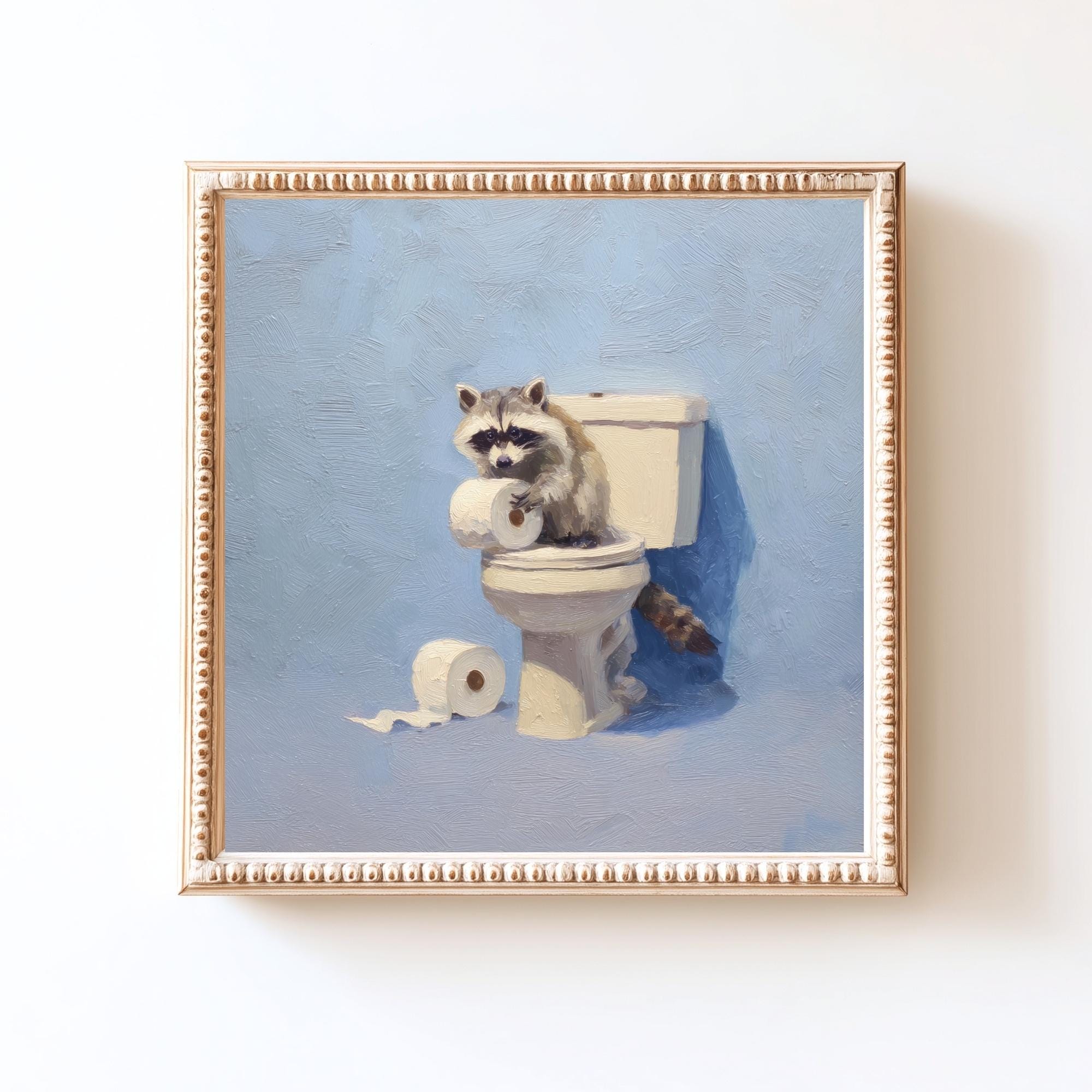 Funny Raccoon Bathroom Art Print | Whimsical Toilet Decor (digital ...