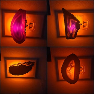 Natural Crystal Dyed Agate Slice Plug In Night Light - Warm White Nightlight