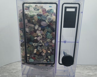 2.8LB of Crystal Confetti Filled Clear Vending Machine - Natural Crystal Chips Gemstone Healing Toy Machine