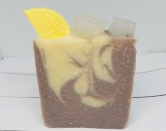 Summer Sweet Tea with Ice Cubes and Lemon Cold Process CP Bar Soap, Handmade Artisan Summer Classic