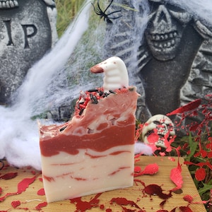 Bitten by a Vampire, Bloody Teeth Cold Process Bar Soap, Vampire Teeth Embeds, Halloween Themed Spooky