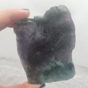 Fluorite with Pyrite (Fool&#39;s Gold) Polished Slab - Natural Crystal with Rough Edge - Green & Purple Fluorite #123