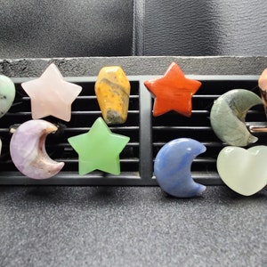 UPDATED Carved Crystal Car Air Vent Clips - Crystals for Car - Healing Crystals - Car Accessory - Coffin Star Moon Heart