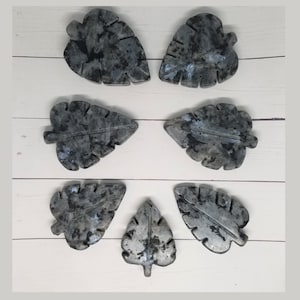 Larvikite Leaf Shaped Crystal Carvings - Natural - Leaves - Flash Stone