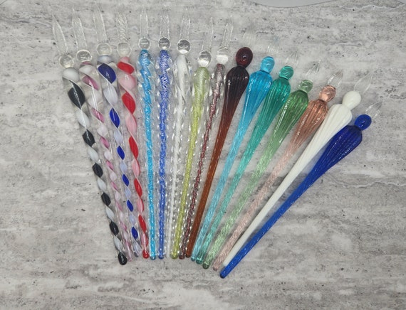 Vintage Style Glass Spiral Ink Pen Calligraphy Script, Spell Book Pen