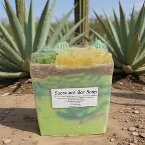 Succulent Garden Artisan Cold Process Bar Soap - Baja Cactus Scented