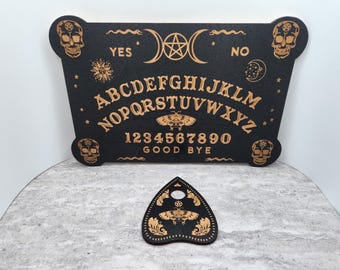 Wooden Spirit Board Divination Pendulum Board Laser Engraved Magic Ouija Metaphysical Message Style #2