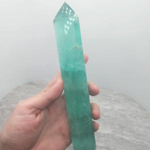 Bright Bold Green Watermelon Fluorite Clear Quality Large Natural Crystal Tower with Point