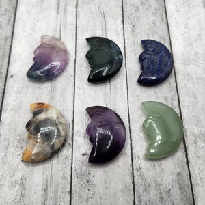 Mini Miniature Crystal Crescent Moon Face - You Pick - Natural Crystal - Moon Lover Celestial