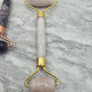 Real Crystal Natural Crystal Gemstone Facial Massager Double Sided Roller Crystal Skin Tool Face Massager 4581 image 3