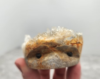 Short & Cute Needle Quartz Rough Crystal Cluster Hedgehog Pet Rock - Natural Gemstone #123