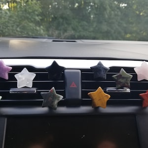 Star Shaped Carved Natural Crystal Car Air Vent Clips - Crystals for Car - Healing Crystals - Car Accessory