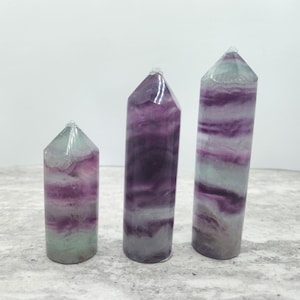 Colorful Cylindrical Rainbow Fluorite Tower with Point - Natural Crystal - Cylinder Tower - You Pick #4581