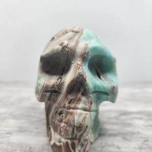Gorgeous Two Tone Hemimorphite Skull Head - Natural Crystal Carving