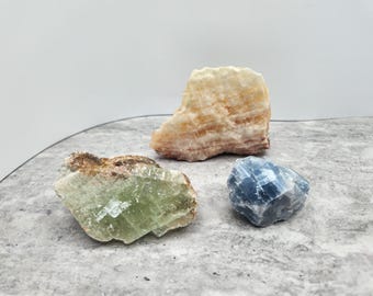Calcite Lot Rough Raw Crystal Gemstone - Blue Yellow Green