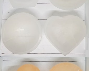 Natural Selenite Carved Crystal Bowls - Charging Bowl - White or Peach Selenite - U PICK