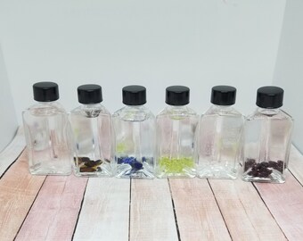 6 Bottles Moon Water, Full Moon Charged Wiccan Cleansing Small Glass Bottles with Crystals