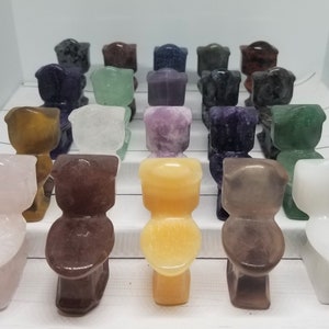 Small Natural Carved Crystal Toilet - Golden Throne - Commode