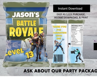 Fortnite Chip Bags Etsy - fortnite inspired chip bag template instant download or print and ship