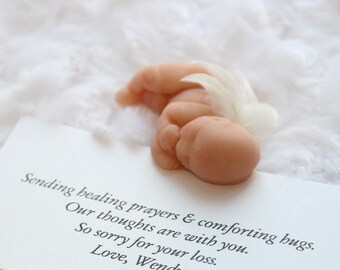 Baby Loss Gift - Baby with Angel Wings - Little Angel Baby - Miscarriage Keepsake Memorial Polymer Clay Mini Baby - Angel Wings