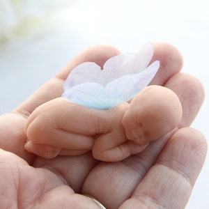 Little Angel Baby with Butterfly Wings - Miscarriage Gift - Baby Loss Keepsake Memorial Polymer Clay Mini Baby - Blue Wings
