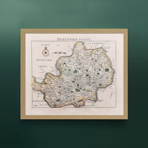 Vintage Landkarte Hertfordshire Print