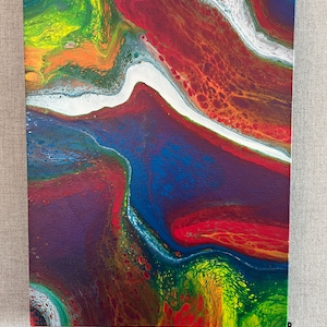 18&quot;x 24&quot; Abstract Fluid Acrylic Pour Wall Art Painting on Canvas