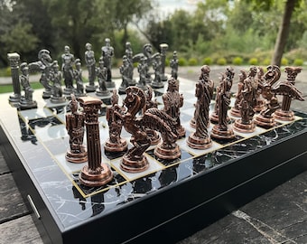 Premium Personalized Vip Metal Chess Pieces with Chess Set, Metal Chess Set For Adults, Chess Boards, Chess Sets, Chess Set Handmade