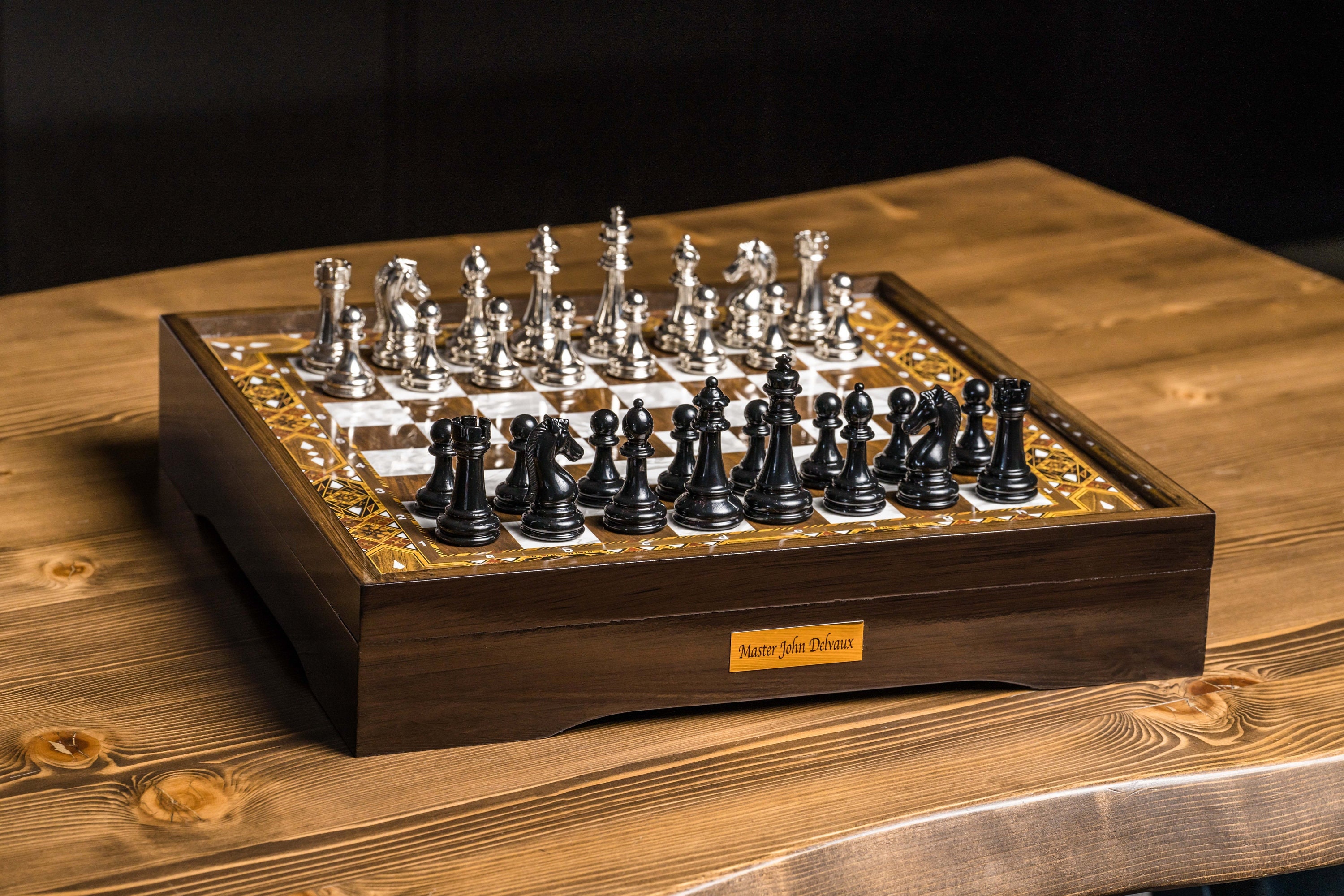 Personalized Wooden Chess Set Box With Hidden Compartment -  Hong Kong