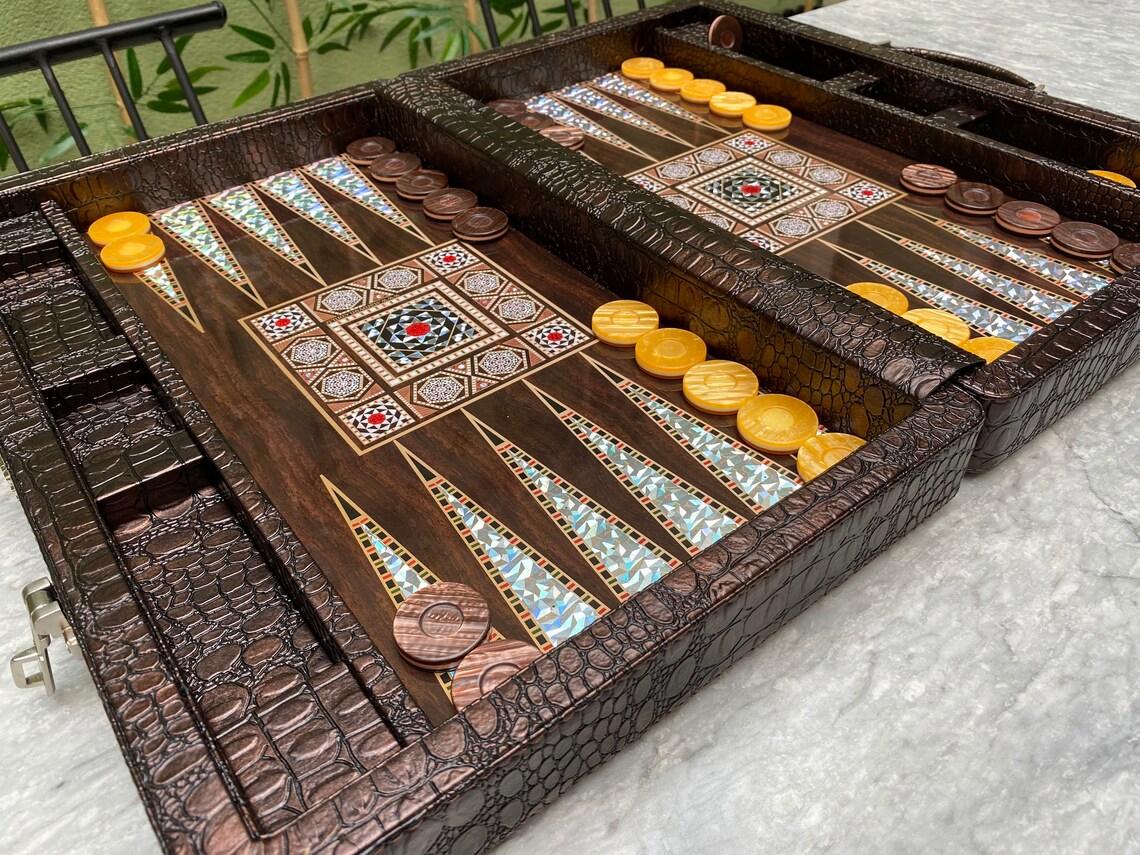 Premium Leder Backgammon Set Luxus Backgammon Brett Vintage Etsy.de