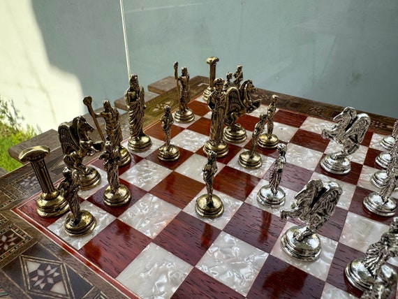 11.4 Inches Chess Set Personalized Wooden Chess Set Metal 