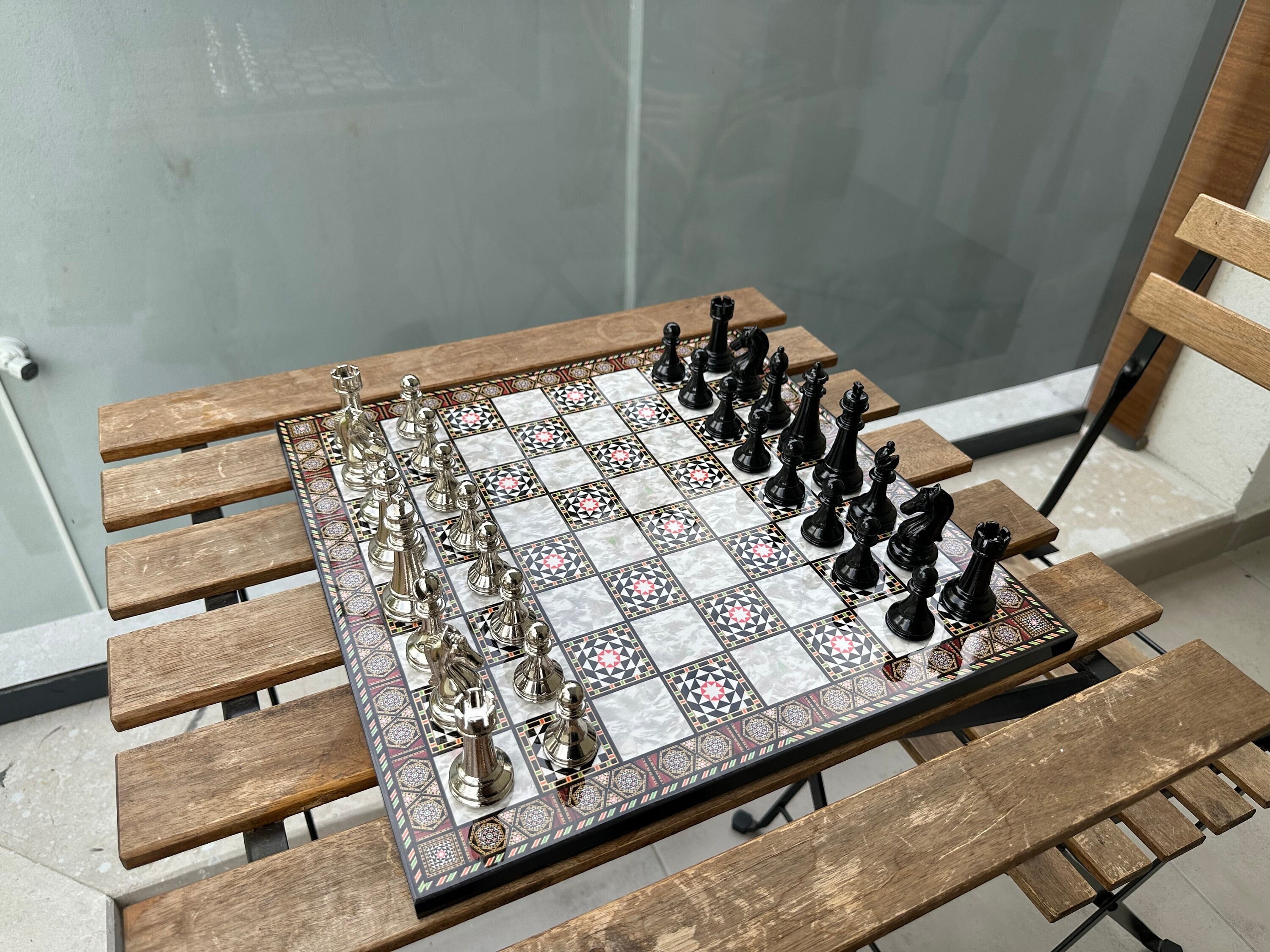Mosaik Muster Schach Set Schach Set mit Marmor Muster