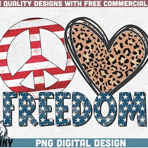 平和、愛、自由 PNG | 昇華デザイン | DTG | 7 月 4 日のシャツ プリント | 7 月 4 日のデザイン | 独立記念日 | USA シャツ プリント
