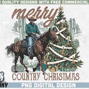 Feliz país Navidad Png / Diseño de sublimación de Navidad / Camisa de Navidad retro Png / Navidad occidental Png / Camisa de Navidad vaquero Png