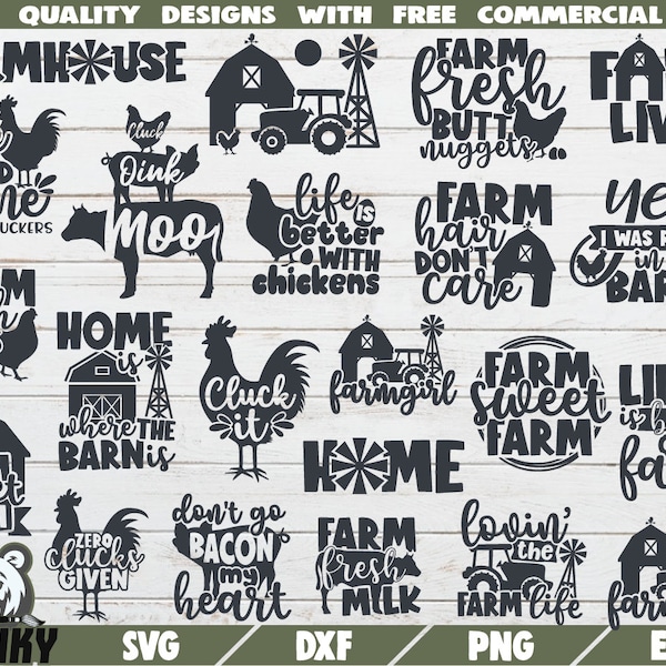 Farm bundle SVG - 22 Designs - Cut files - DXF files - Funny farm quotes SVG - Farm shirt svg - Farmer svg - Farmhouse svg - Decal design