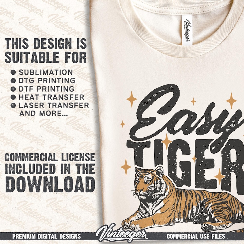 Trendiges Retro T-Shirt Design - Lustiges Zitat PNG mit Tiger Grafik - Humorvoller Druck für Sublimations- und DTG-Druck - Vintage Mädchen zum Ausdrucken Bild 4