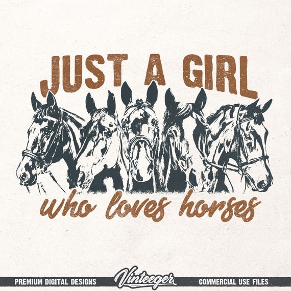 Just a girl who loves horses Png | Western shirt design Png | Country girl sublimation | Horse lover Png | Retro horse illustration Png
