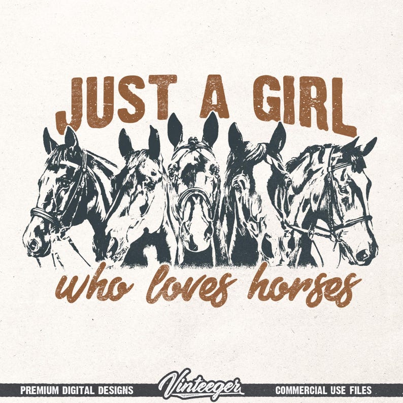 Gewoon een meisje dat van paarden houdt, png | Western-shirtontwerp, png | Sublimatie van plattelandsmeisjes | Paardenliefhebber Png | Retro paardillustratie png afbeelding 1