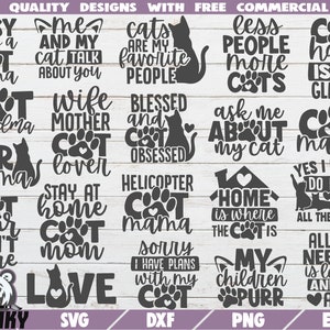 Cat Mom SVG Bundle - 20 Designs - Téléchargement instantané - Fichier coupe imprimable - Cat mother SVG - Love cats svg - Cat sayings svg - Cat shirt print