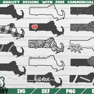 Massachusetts SVG - 14 designs - Cut files - DXF files - Massachusetts state outline SVG - Love Massachusetts svg - Massachusetts shirt svg