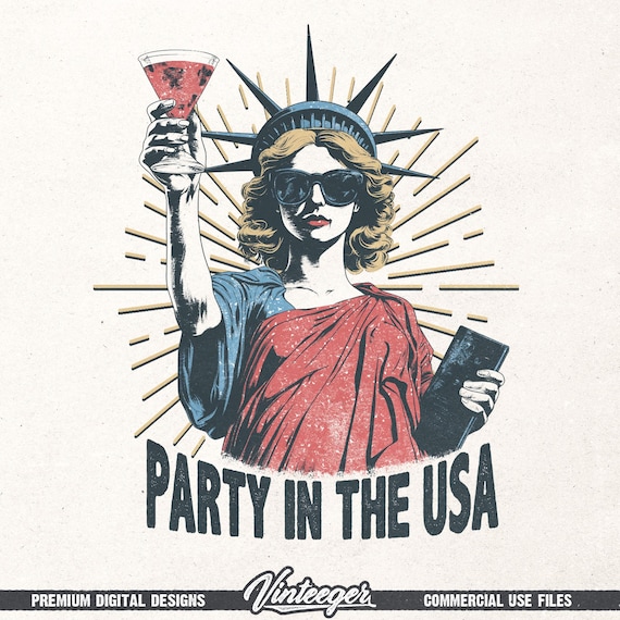 Party in the USA Png | 4th of July sublimation | Independence day shirt design | Patriotic design Png | Statue of Liberty shirt print