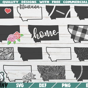Montana SVG - 14 designs - Arquivos cortados - Arquivos DXF - Contorno do estado de Montana SVG - Love Montana svg - Camisa Montana svg - Decalque Montana svg