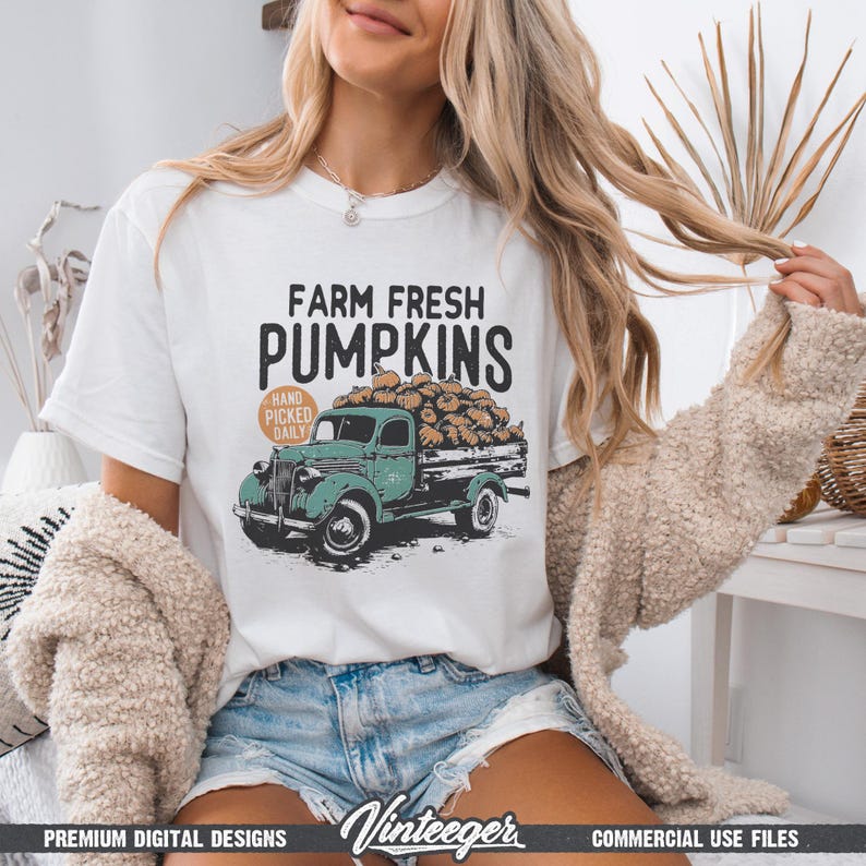 Boerderij verse pompoenen png | Retro herfstontwerp | Herfstsublimatie, png | Vintage herfstafbeelding | Herfstshirtprint png | Pompoenenwagen png afbeelding 4