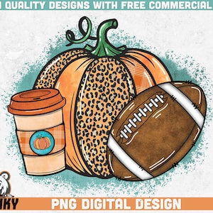 Fall and football PNG | Instant download | Sublimation design | Fall shirt print | Autumn sublimation | Pumpkins png | Football shirt design